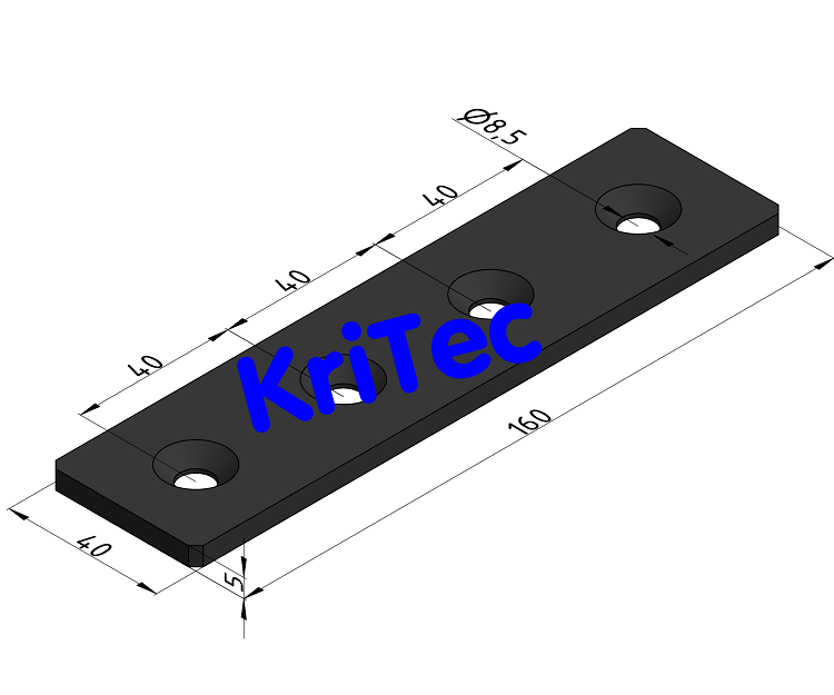 KriTec Lasche 8 160x40x5 Stahl, schwarz