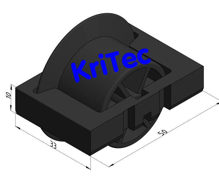 KriTec Rolleneinsatz D30 mit Bordscheibe, schwarz ähnlich RAL 9005