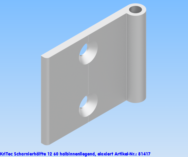 KriTec Scharnierhälfte 12 60 halbinnenliegend, eloxiert
