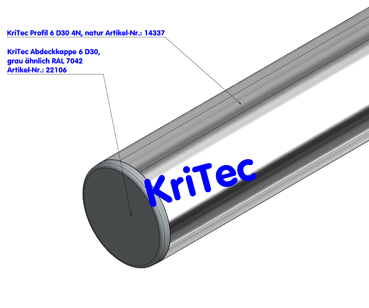KriTec Abdeckkappe 6 D30, grau ähnlich RAL 7042