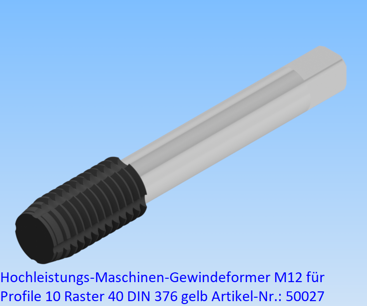 KriTec Hochleistungs-Maschinen-Gewindeformer M12 für Profile 10 Raster 40 DIN 376 TiAIN gelb