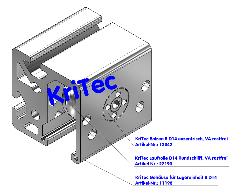 KriTec Bolzen 8 D14 exzentrisch, VA rostfrei