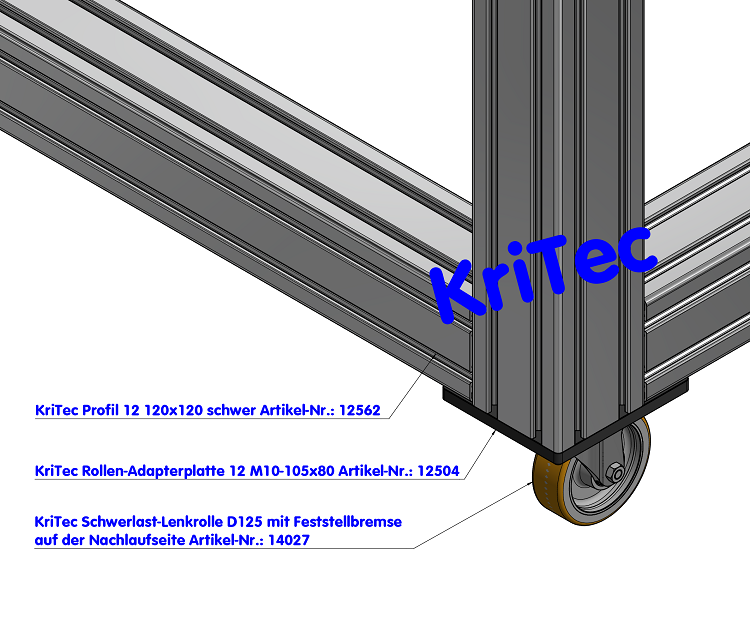KriTec Rollen-Adapterplatte 12 M10-105x80