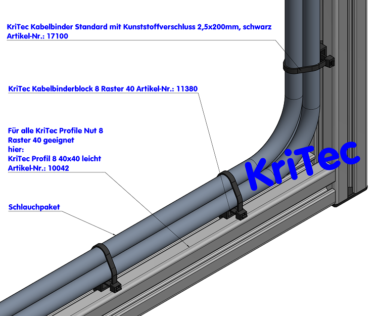KriTec Kabelbinderblock 8 Raster 40