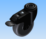 KriTec Lenkrolle D125 schwarz mit Doppelfeststellbremse - auch antistatisch