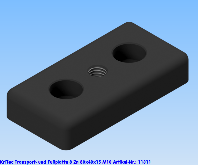 KriTec Transport- und Fußplatte 8 Zn 80x40x15 M10