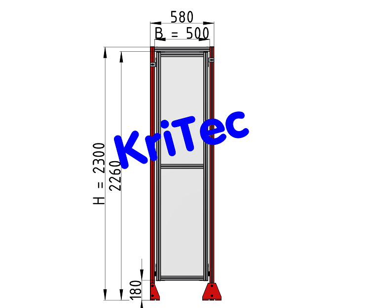 KriTec Schutzzaunelement Nut 8 Raster 40, B500xH2300mm, Polycarbonat PC, klar 5mm