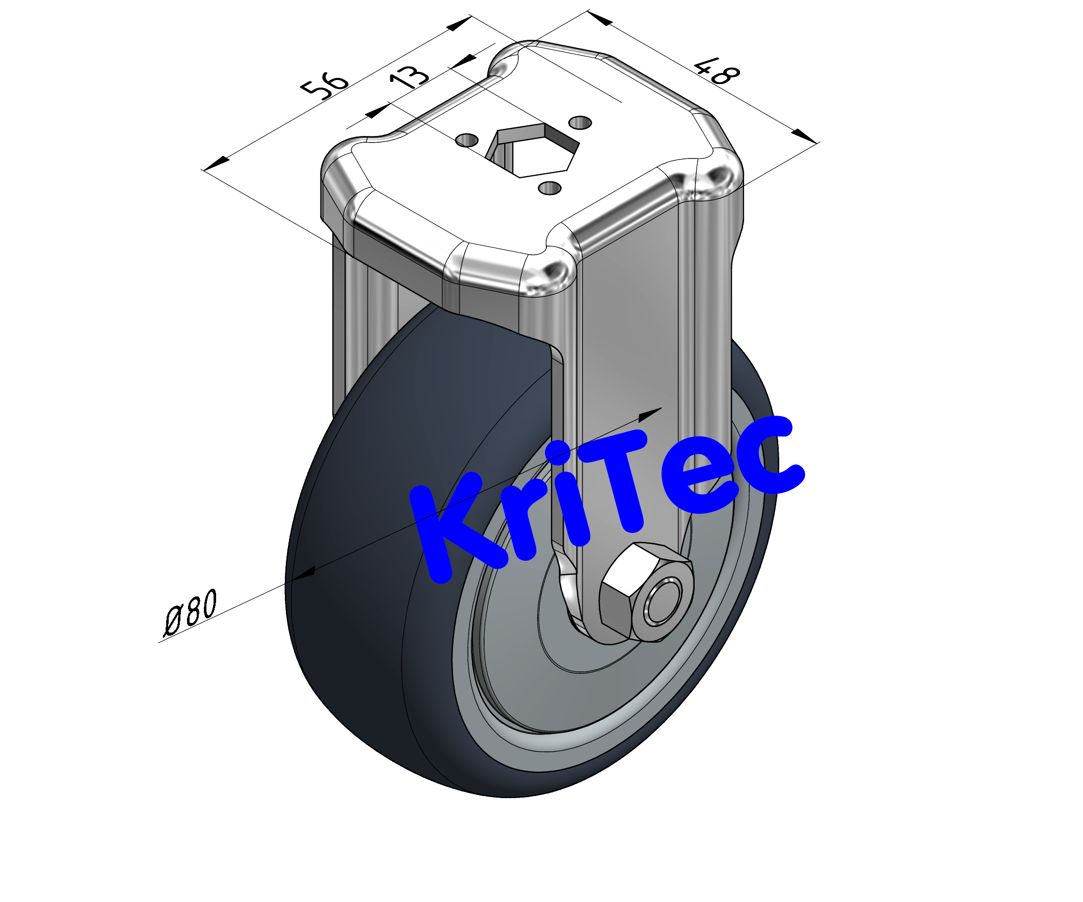 KriTec Bockrolle D80 TPU grau