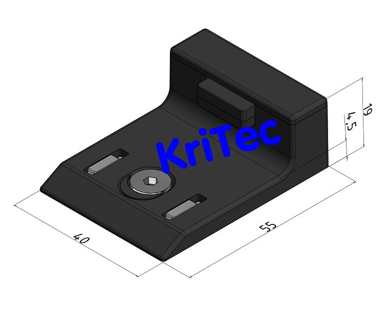 KriTec Anschlagwinkel 10 Raster 40 PA mit Gummipuffer und Befestigungssatz