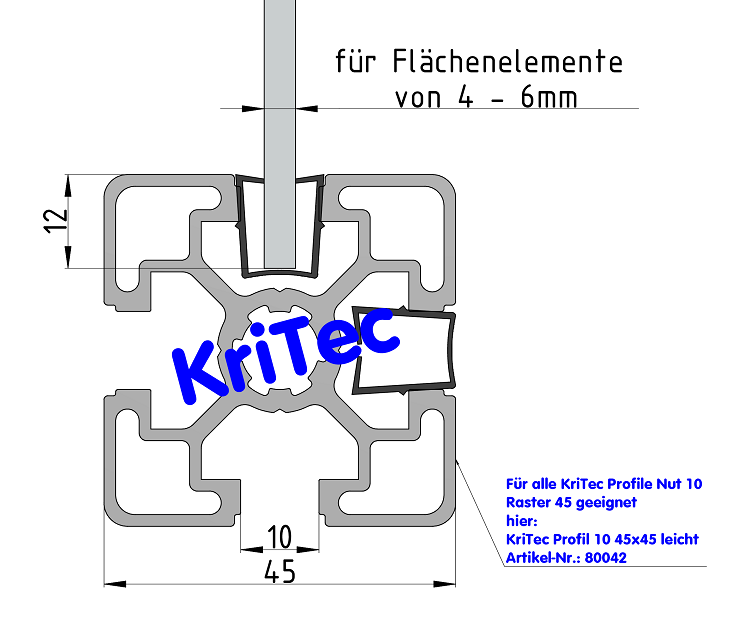 KriTec Einfassprofil 10 Raster 40/ 45/ 50/ 60, PP + TPE schwarz