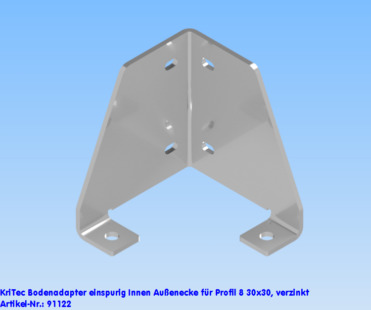 KriTec Bodenadapter einspurig Innen-/ Außenecke für Profil 8 30x30, verzinkt