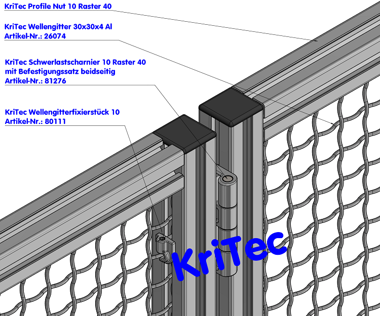 KriTec Schwerlastscharnier 10 Raster 40