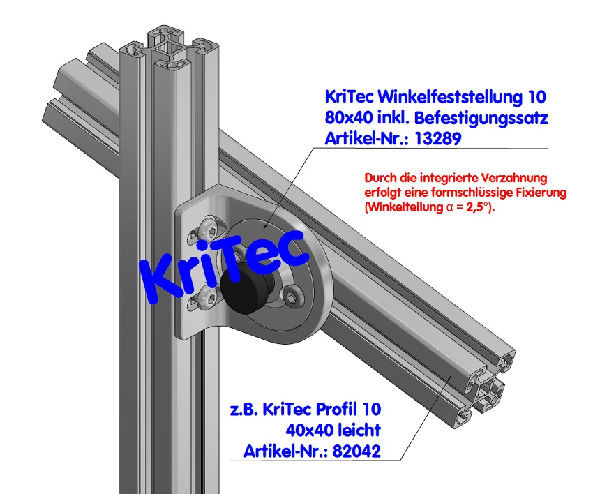 KriTec Winkelfeststellung 10 80x40 inkl. Befestigungssatz
