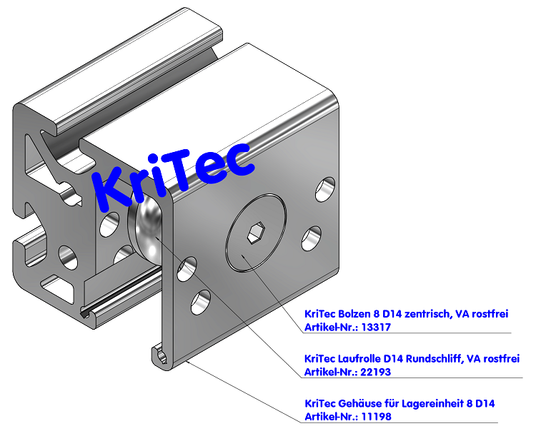 KriTec Bolzen 8 D14 zentrisch, VA rostfrei