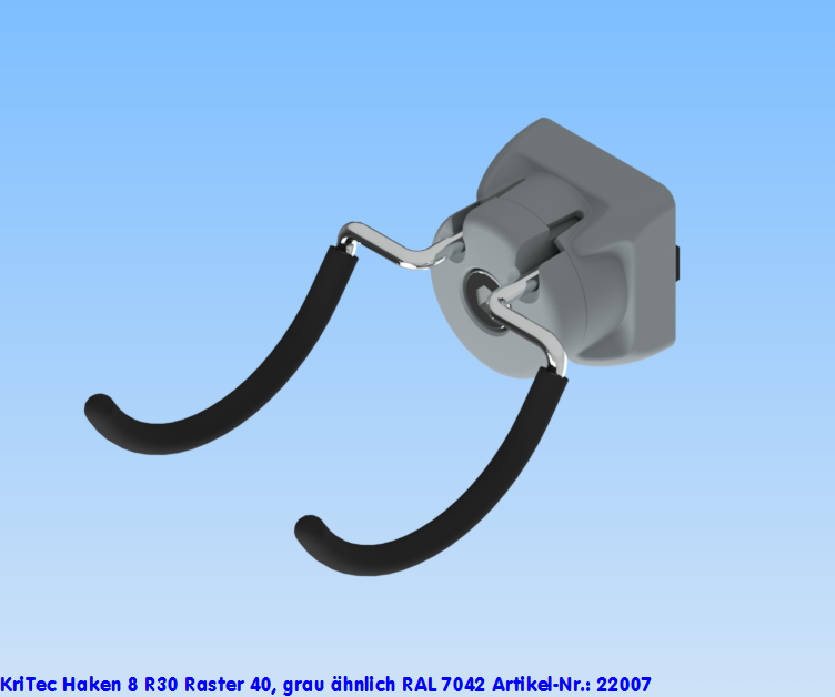 KriTec Haken 8 R30 Raster 40, grau ähnlich RAL 7042