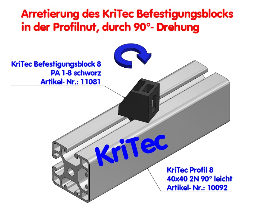 KriTec Befestigungsblock 8 PA 1-8 schwarz