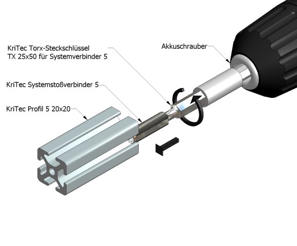 KriTec System-Stoßverbindungssatz Nut 5 Raster 20
