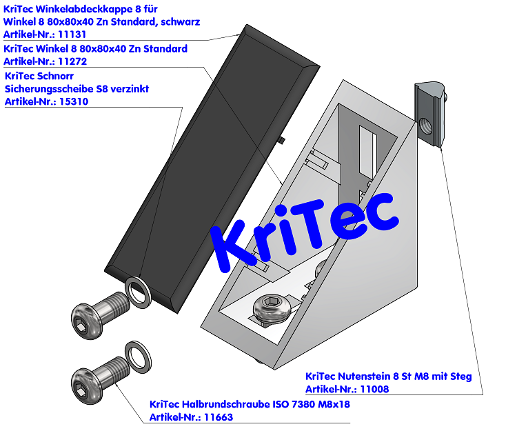 KriTec Winkel 8 80x80x40 Zn Standard