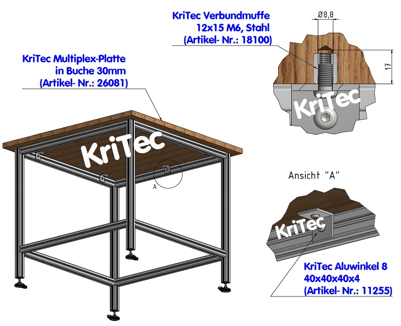 KriTec Verbundmuffen D12x15 M6 mit Innensechskant