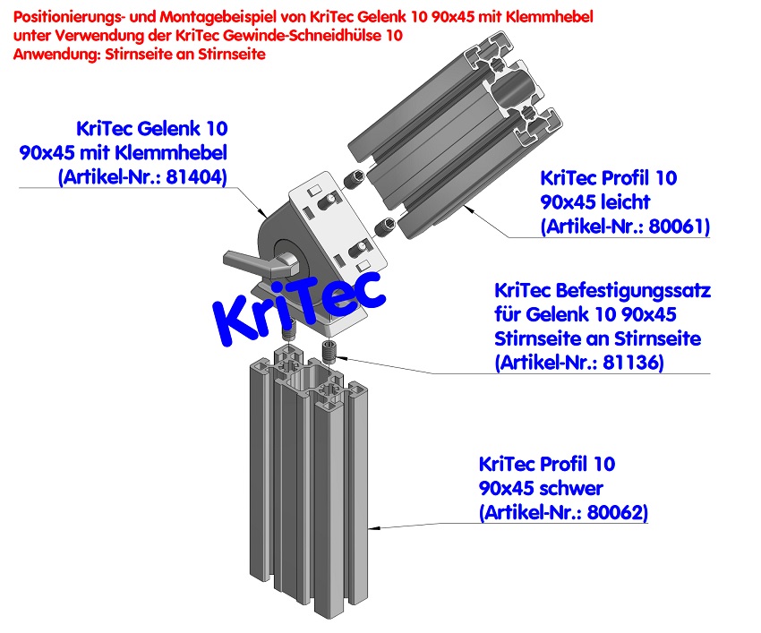 KriTec Gelenk 10 90x45 mit Klemmhebel