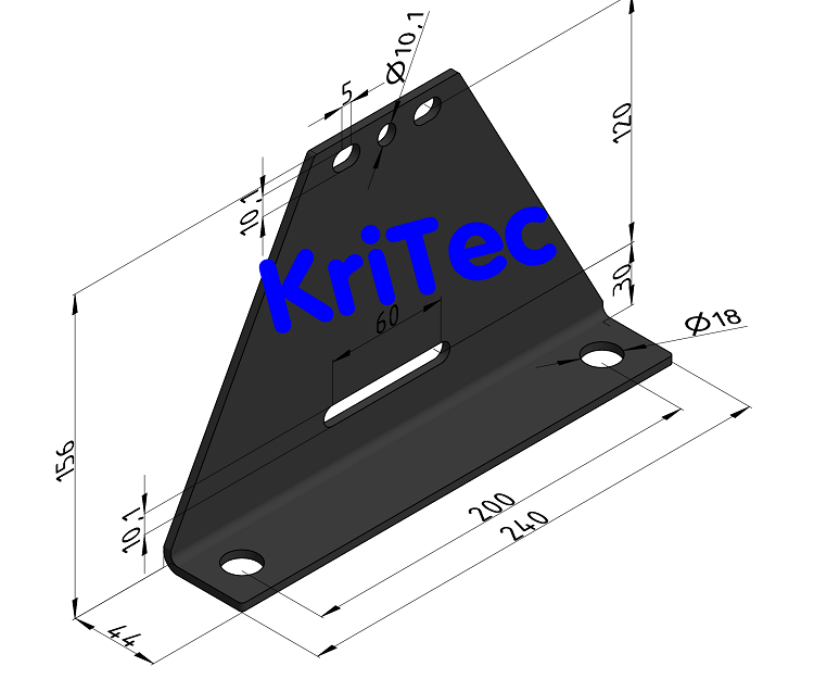 KriTec Stellfuß 240x160x4 St, schwarz pulverbeschichtet matt RAL 9005