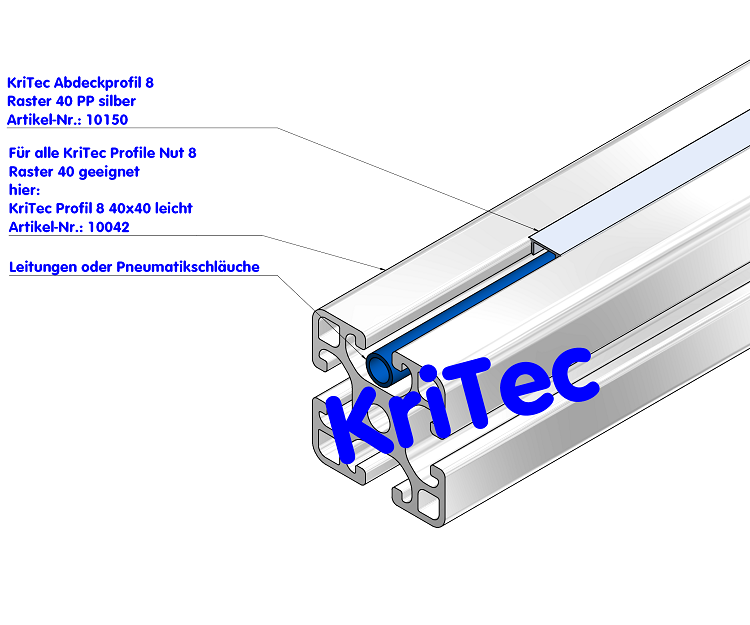 KriTec Abdeckprofil 8 Raster 40 PP silber