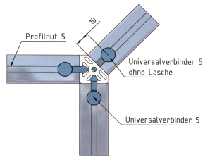 KriTec Universalverbindungssatz Nut 5 Raster 20 ohne Lasche