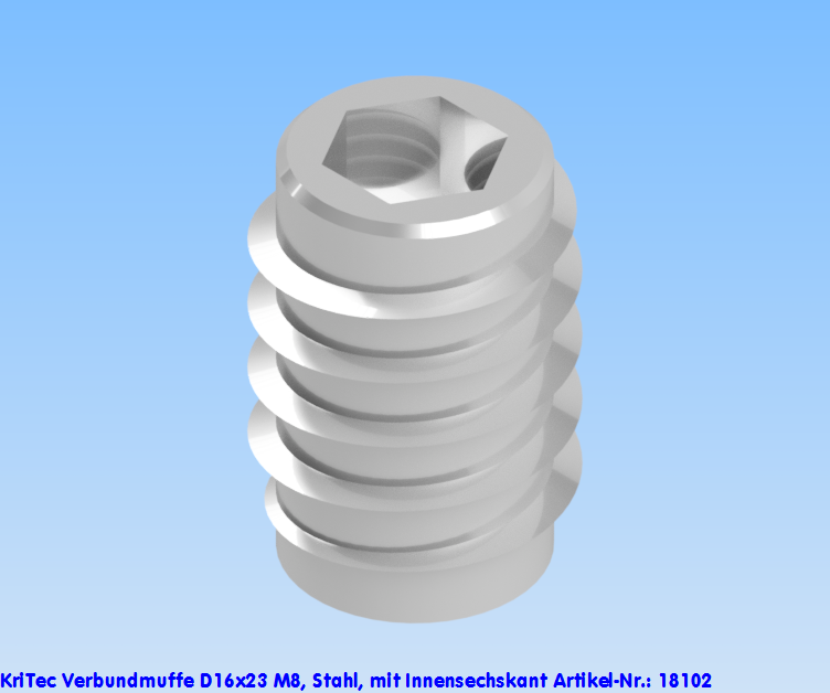 KriTec Verbundmuffe D16x23 M8 mit Innensechskant