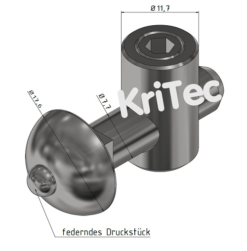 KriTec Zentralverbinder 8 SV ohne Nasen für geschlossene Profile