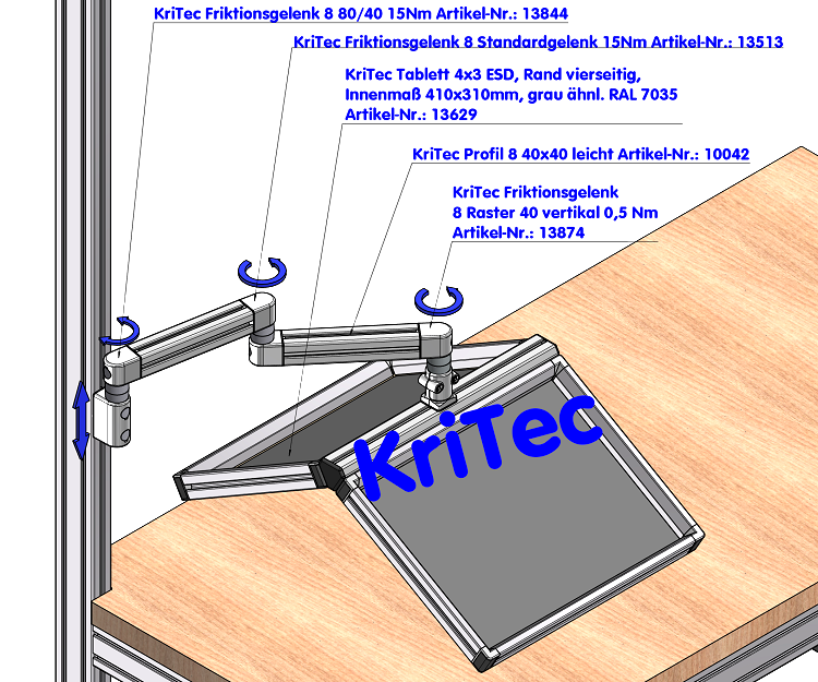 KriTec Friktionsgelenk 8 80/40 15 Nm