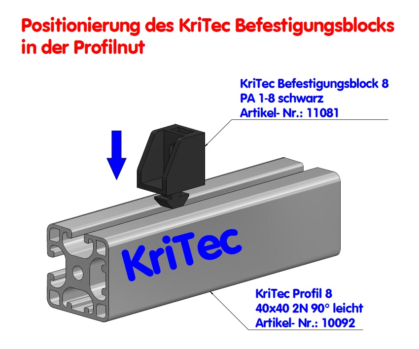 KriTec Befestigungsblock 8 PA 1-8 schwarz