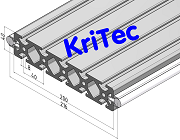KriTec Linearschlitten-Profilträgerset 8 200x40 schwer, Welle D14, liegend