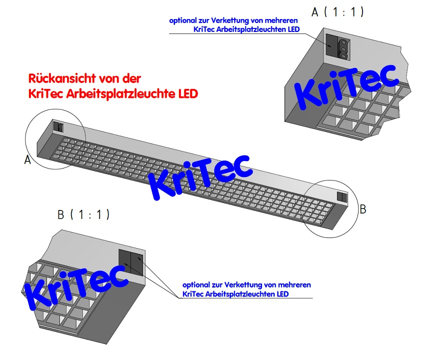 KriTec Anschlußleitung für LED-Arbeitsplatzleuchte 600/ 900/ 1200