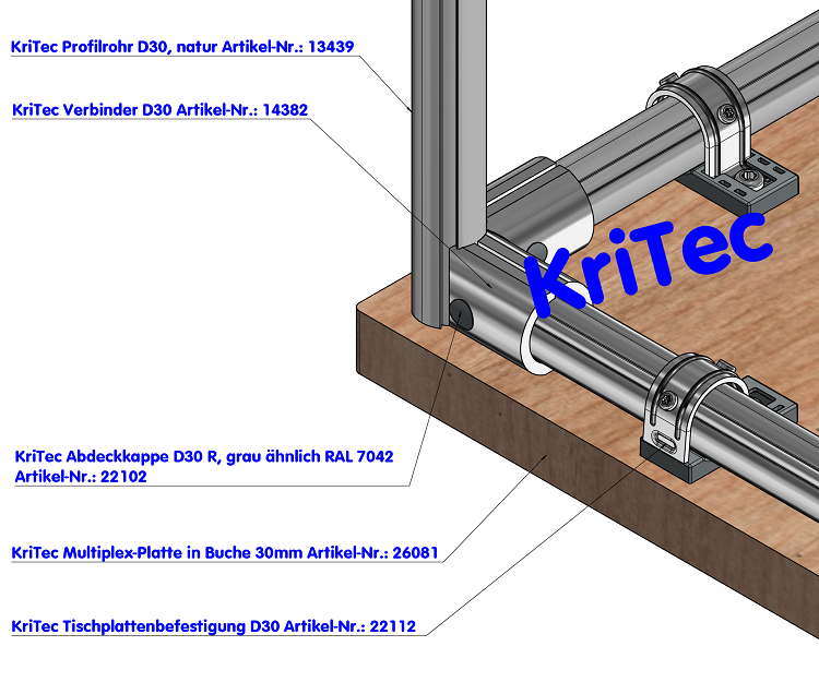 KriTec Profilrohr D30, natur