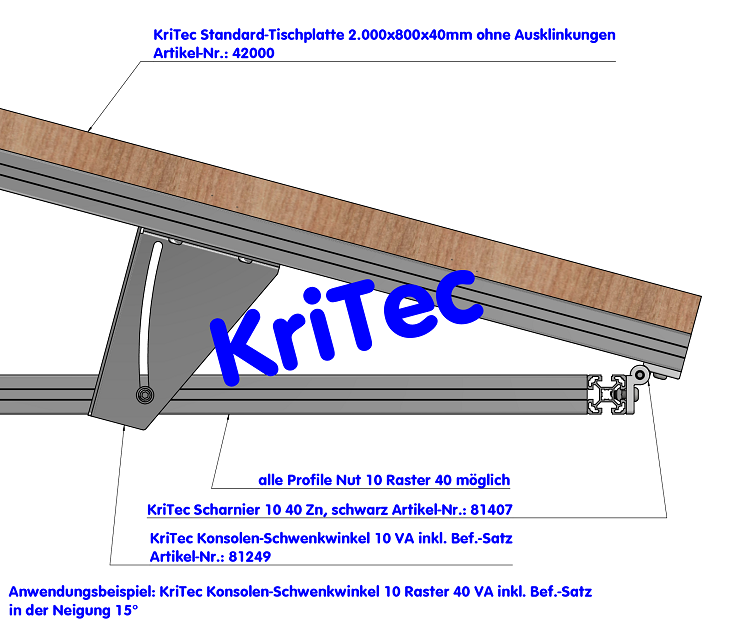 KriTec Konsolen-Schwenkwinkel 10 Raster 40 VA