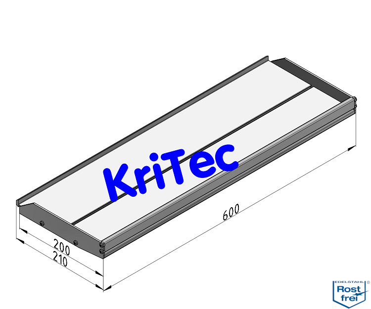 KriTec Regalboden 8 200-600 mit Bordkante VA, rostfrei