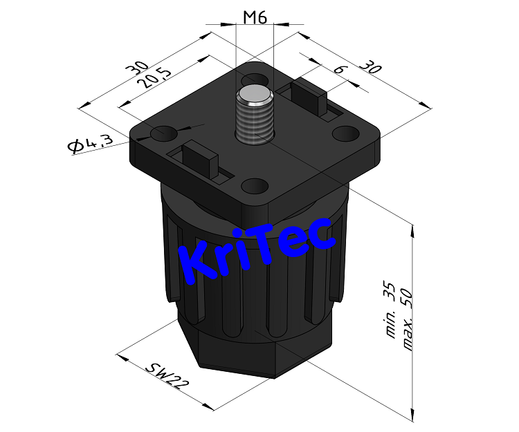 KriTec Stellfuß 6 Raster 30 PA "Hubschrauber"
