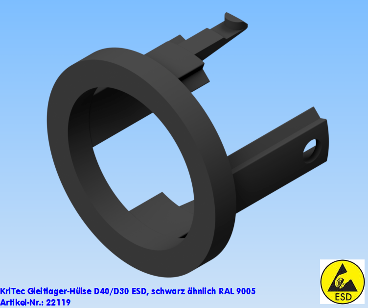 KriTec Gleitlager-Hülse D40/D30 ESD, schwarz ähnlich RAL 9005