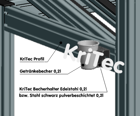KriTec Becherhalter 0,2l schwarz pulverbeschichtet