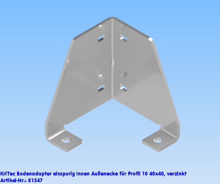 KriTec Bodenadapter einspurig Innen-/ Außenecke für Profil 10 50x50, verzinkt