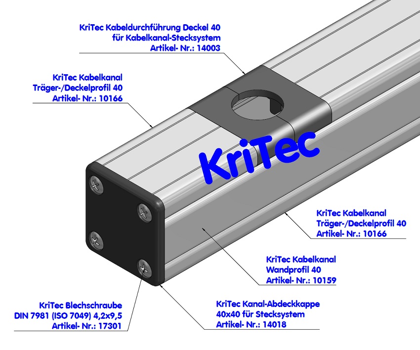 KriTec Kabeldurchführung Deckel 40 für Kabelkanalstecksystem