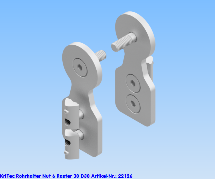 KriTec Rohrhalter Nut 6 Raster 30 D30
