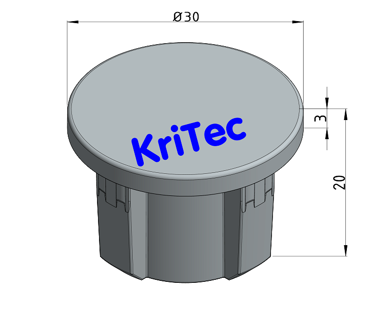 KriTec Abdeckkappe Rohr D30, grau ähnlich RAL 7042