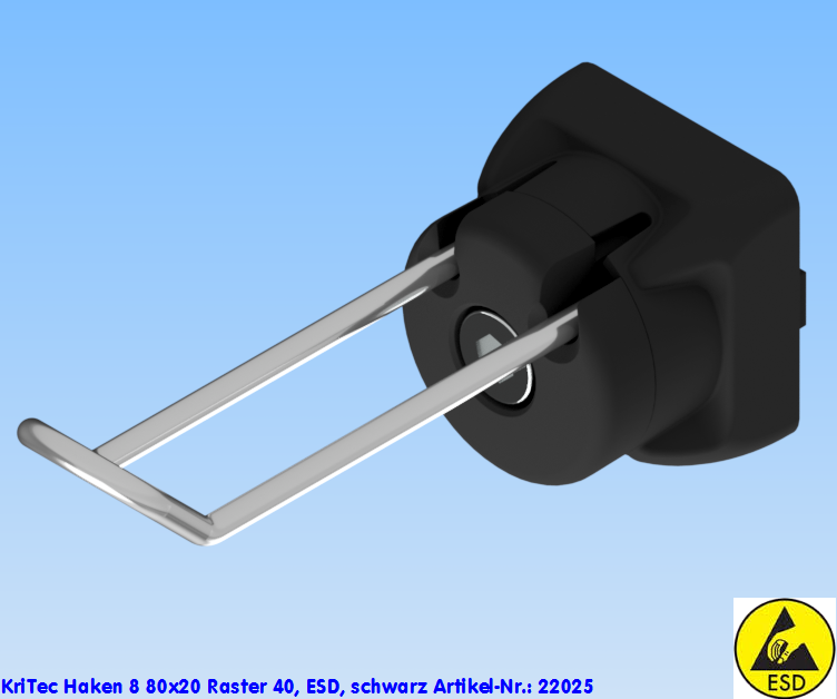 KriTec Haken 8 80x20 Raster 40, ESD, schwarz
