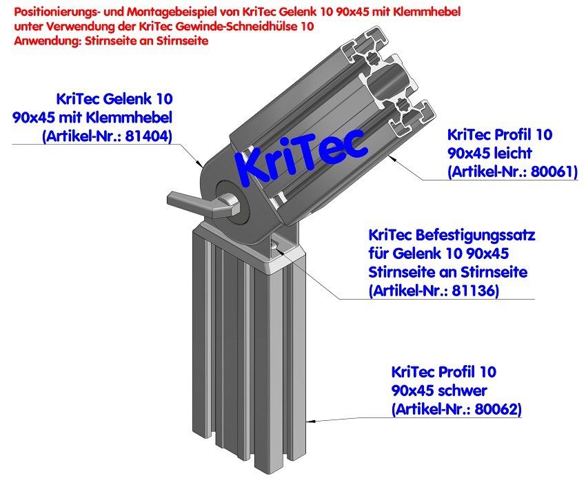 KriTec Gelenk 10 90x45 mit Klemmhebel