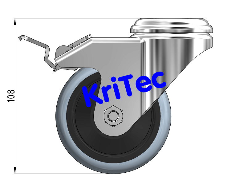 KriTec Lenkrolle D80 TPE grau ESD mit Doppelfestbremse