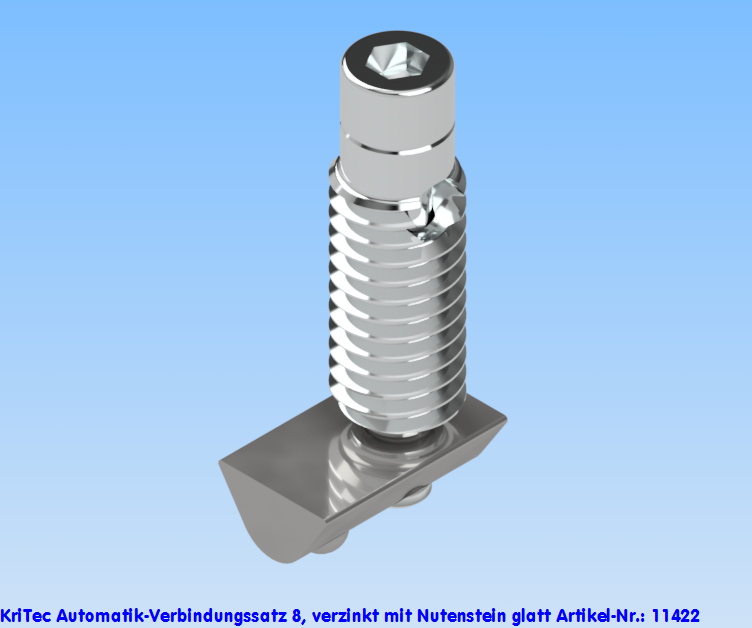 KriTec Automatik-Verbindungssatz 8 Raster 40 mit Nutenstein glatt