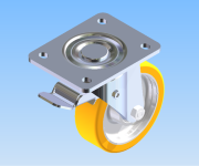 KriTec Schwerlast-Lenkrolle D125 mit Feststeller auf der Vorlaufseite