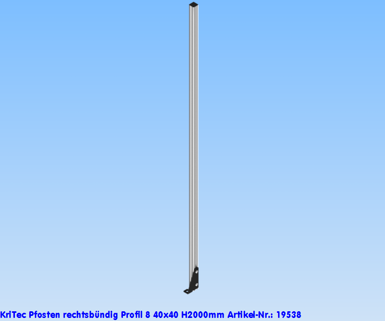 KriTec Pfosten rechtsbündig Profil 8 40x40 H2.000mm