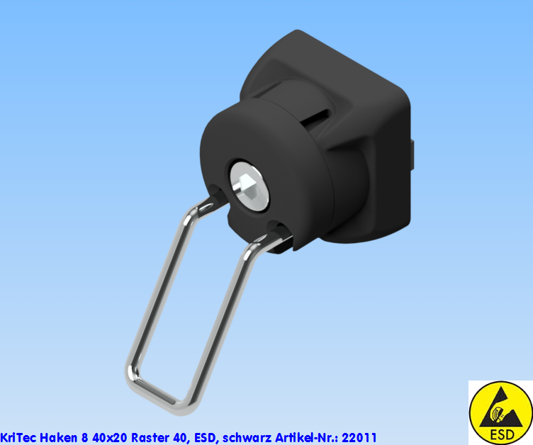 KriTec Haken 8 40x20 Raster 40, ESD, schwarz